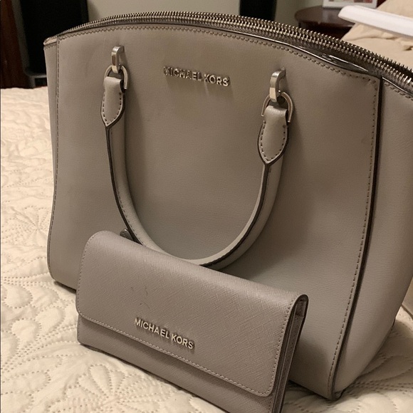 Michael Kors Gray Satchel with Silver Hardware